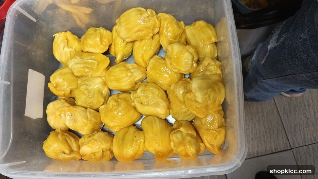 Jackfruit segments in a container