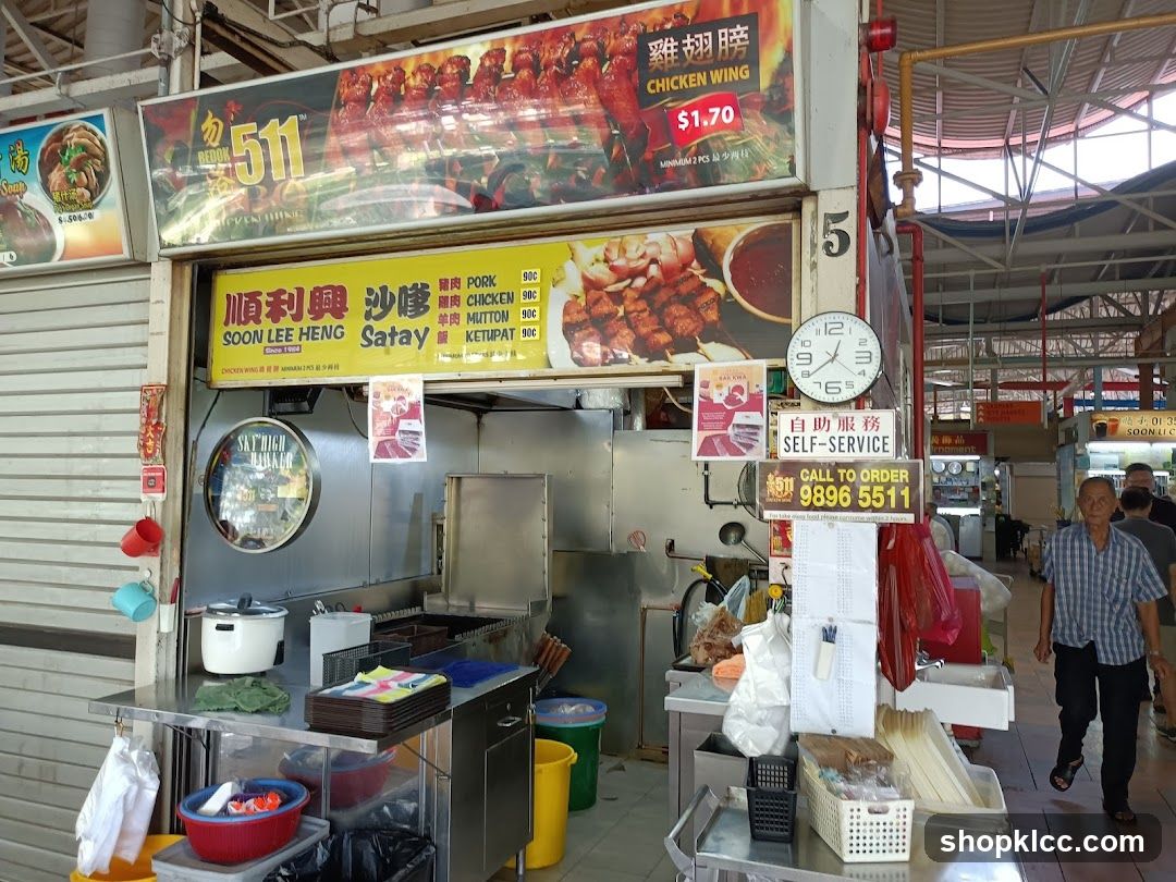 Food Stall with Satay and Chicken Wings