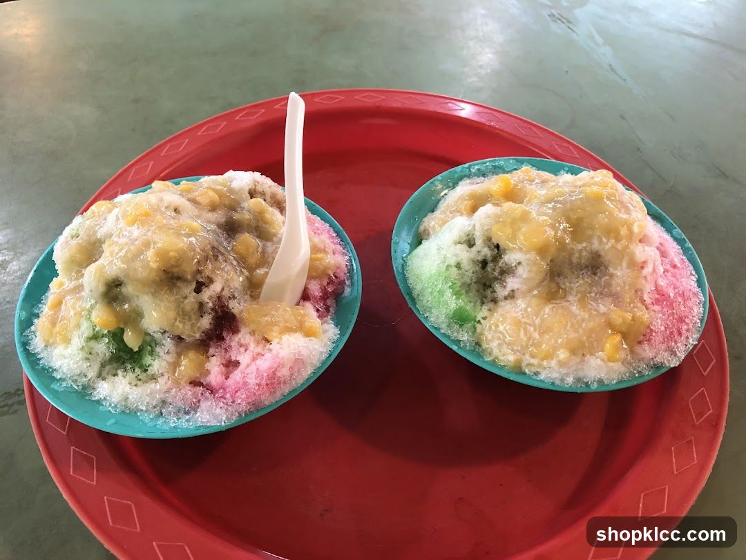 Two bowls of shaved ice dessert