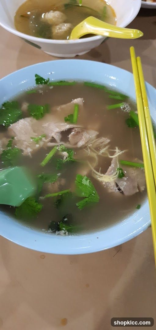 Bowl of Soup with Meat and Greens