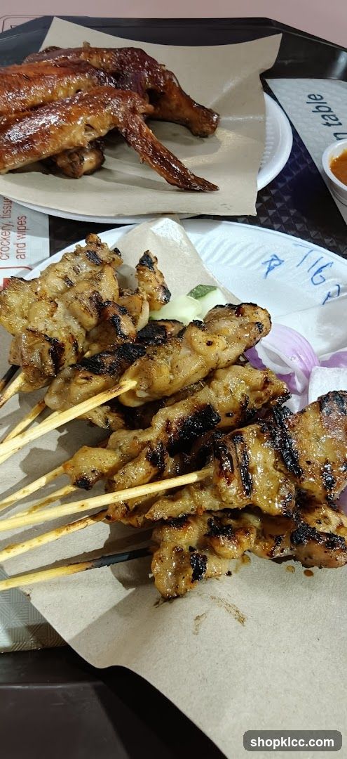 Grilled Chicken Wings and Satay Skewers
