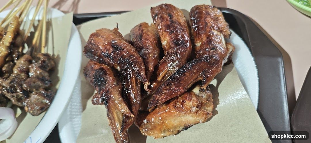 Grilled Chicken Wings and Satay Skewers