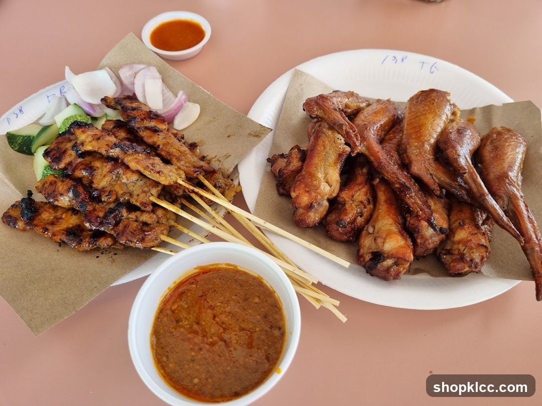 Grilled Chicken Wings and Satay