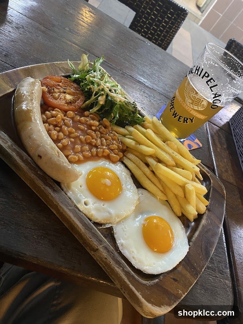 Hearty Breakfast Platter with Beer