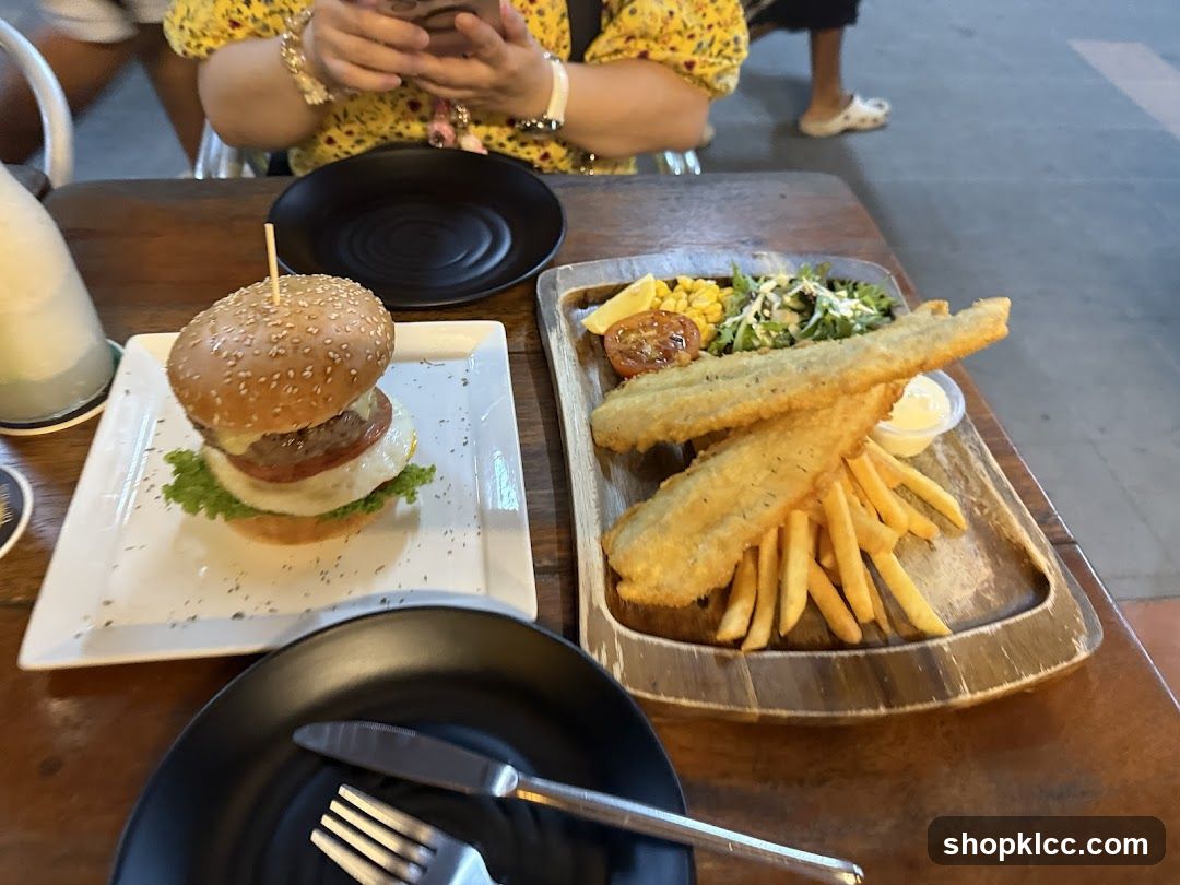 Burger and Fish and Chips