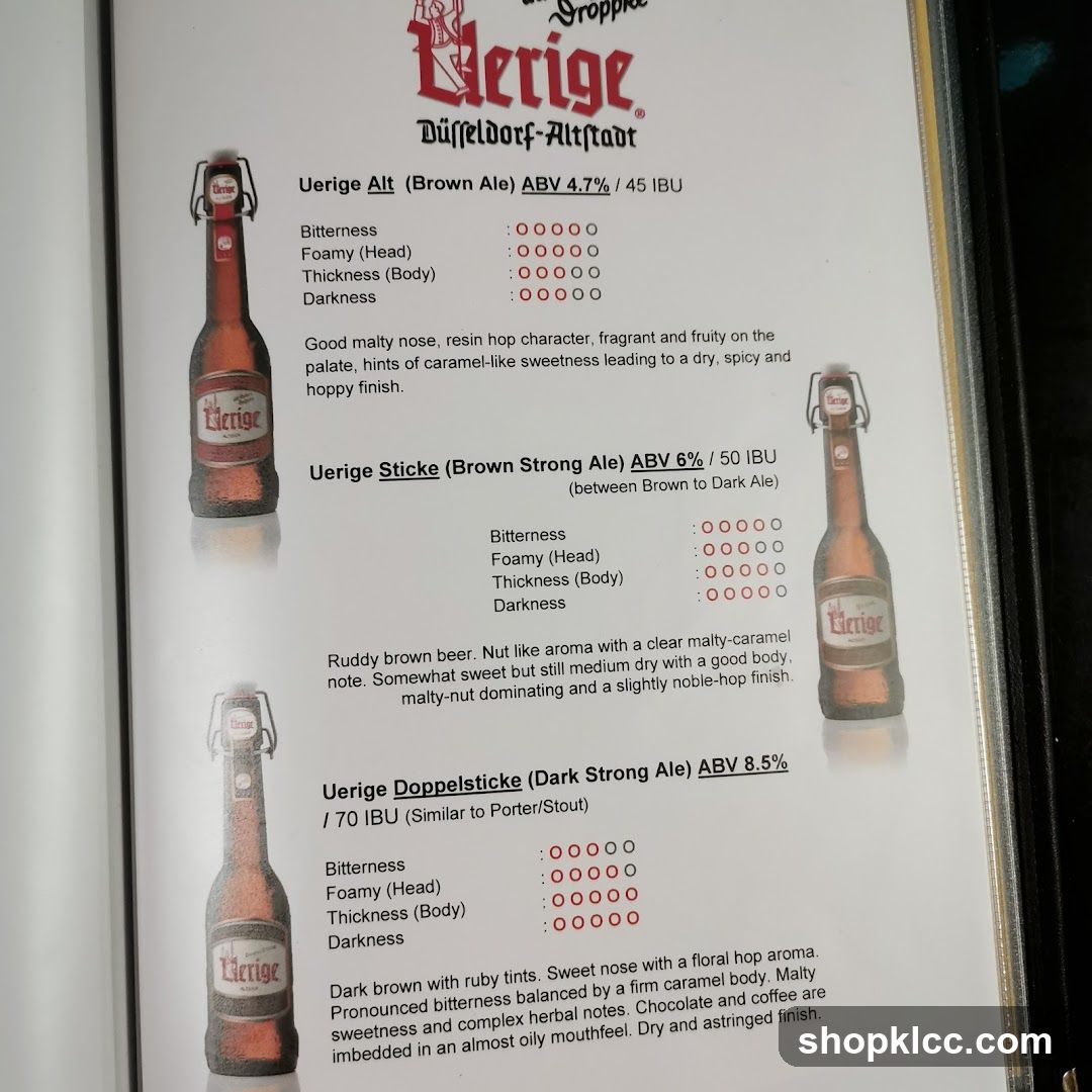Uerige Beer Menu