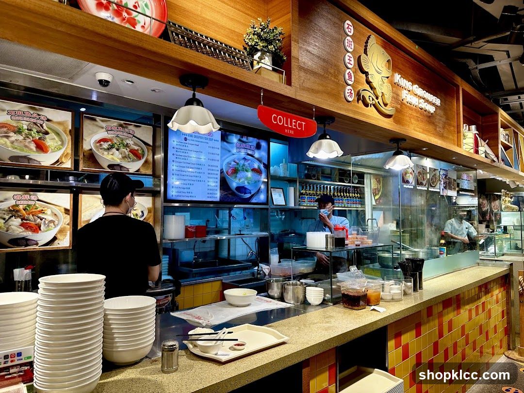 Restaurant Counter with Menu and Food Displays