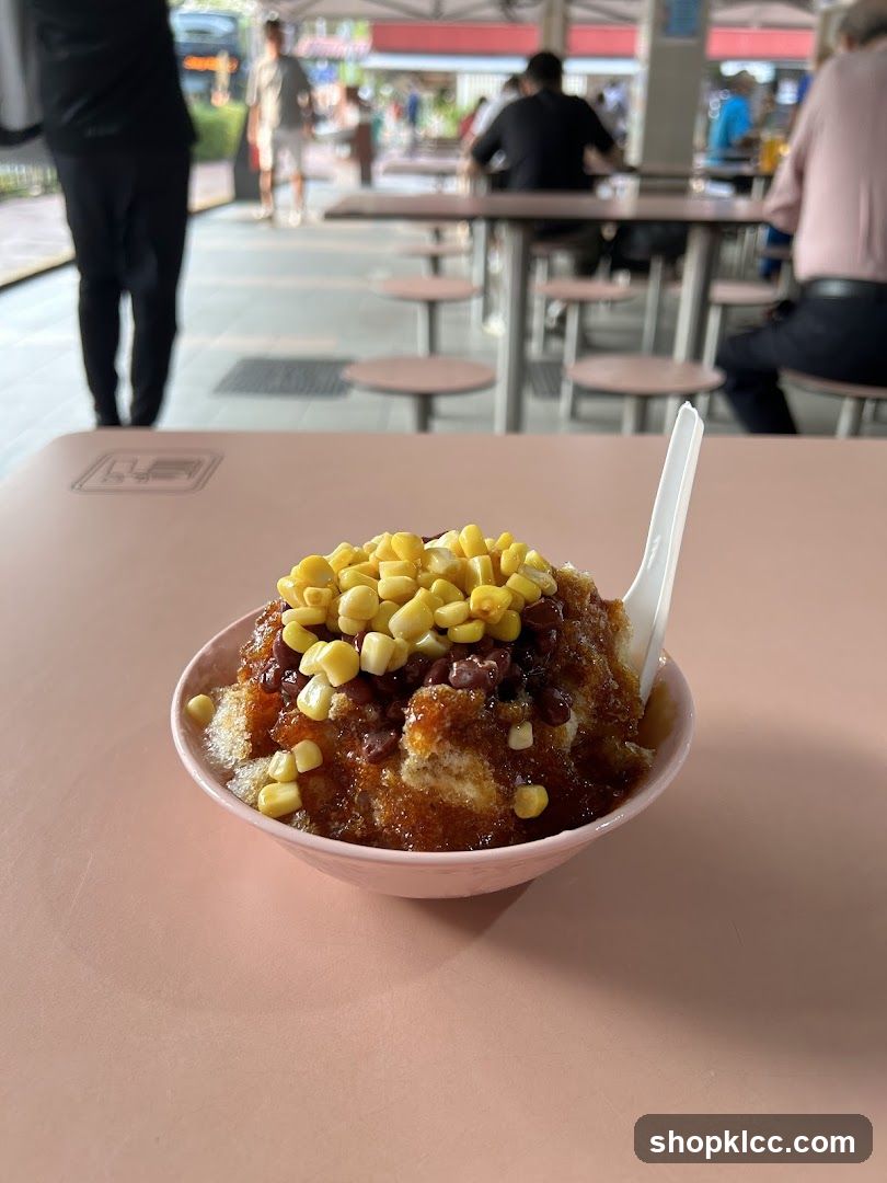 Shaved Ice Dessert with Corn and Red Beans