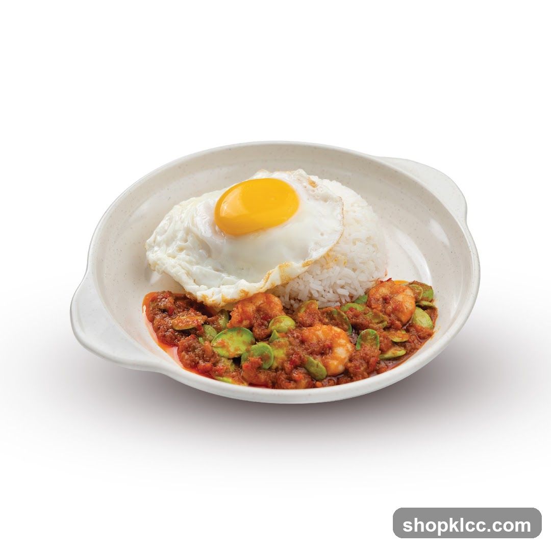 Shrimp and Stink Bean Rice with Fried Egg