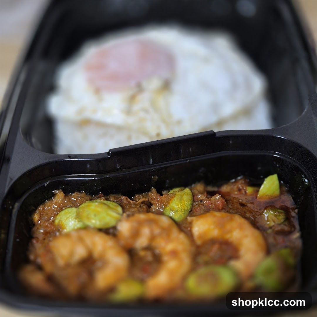 Shrimp and Stink Beans with Rice and Fried Egg