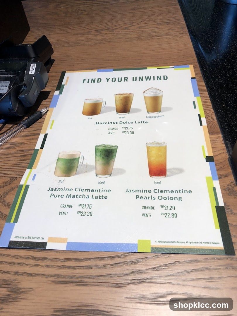 Starbucks Menu - Unwind Collection