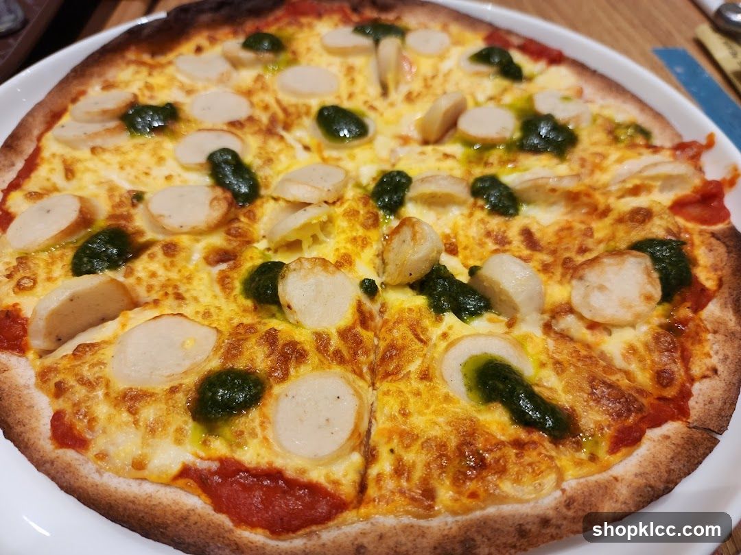Pizza with Sausage and Pesto