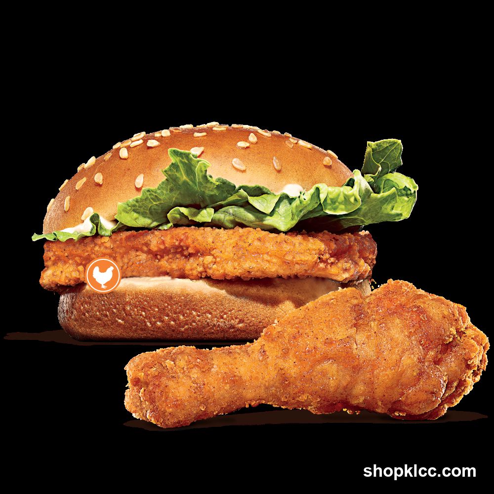 Chicken Burger and Fried Chicken Leg