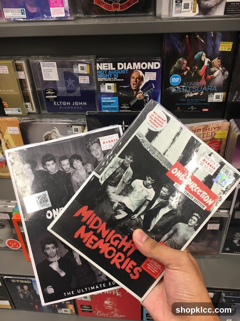 CDs and DVDs in a store