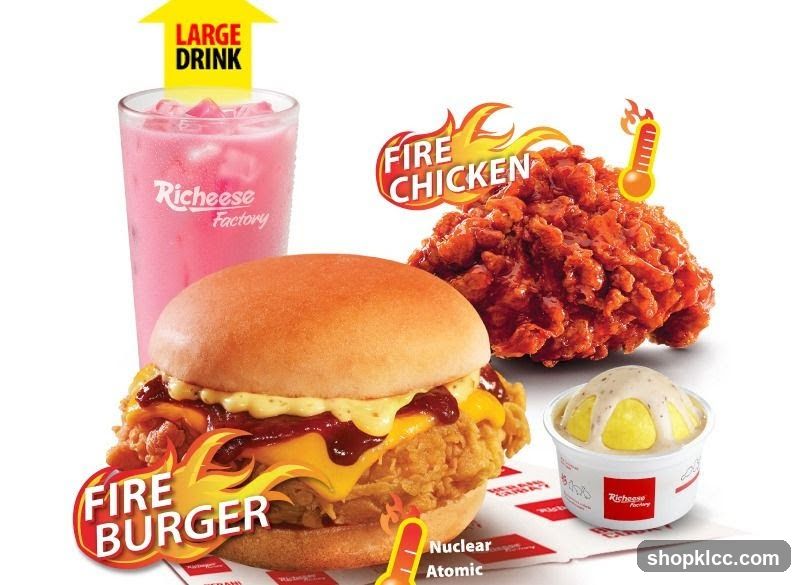 Richeese Factory Fire Burger and Chicken