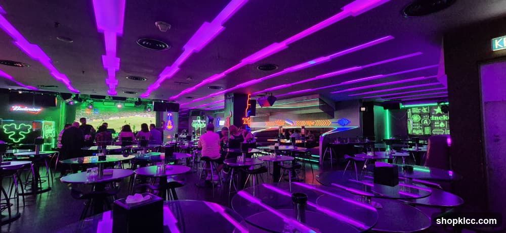 Bar Interior with Neon Lighting
