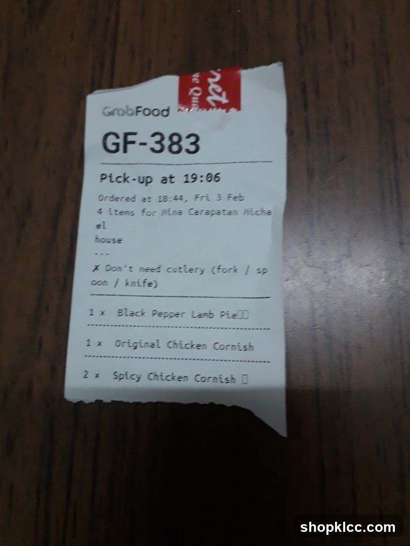 GrabFood Order Receipt