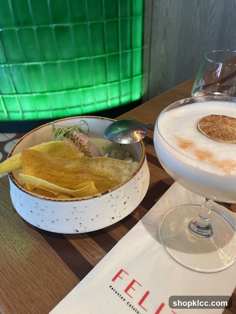 Peruvian Cuisine Dish and Cocktail