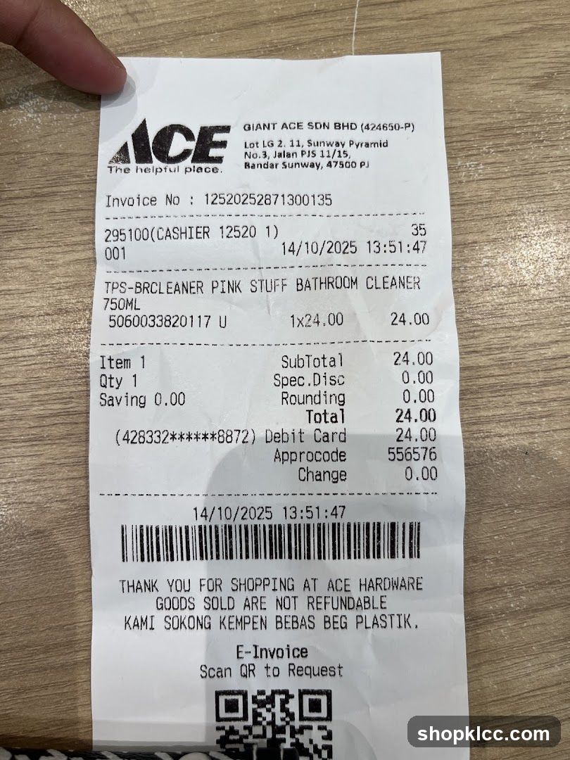 Ace Hardware Receipt