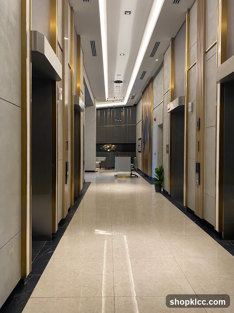 Modern Hallway with Elevators