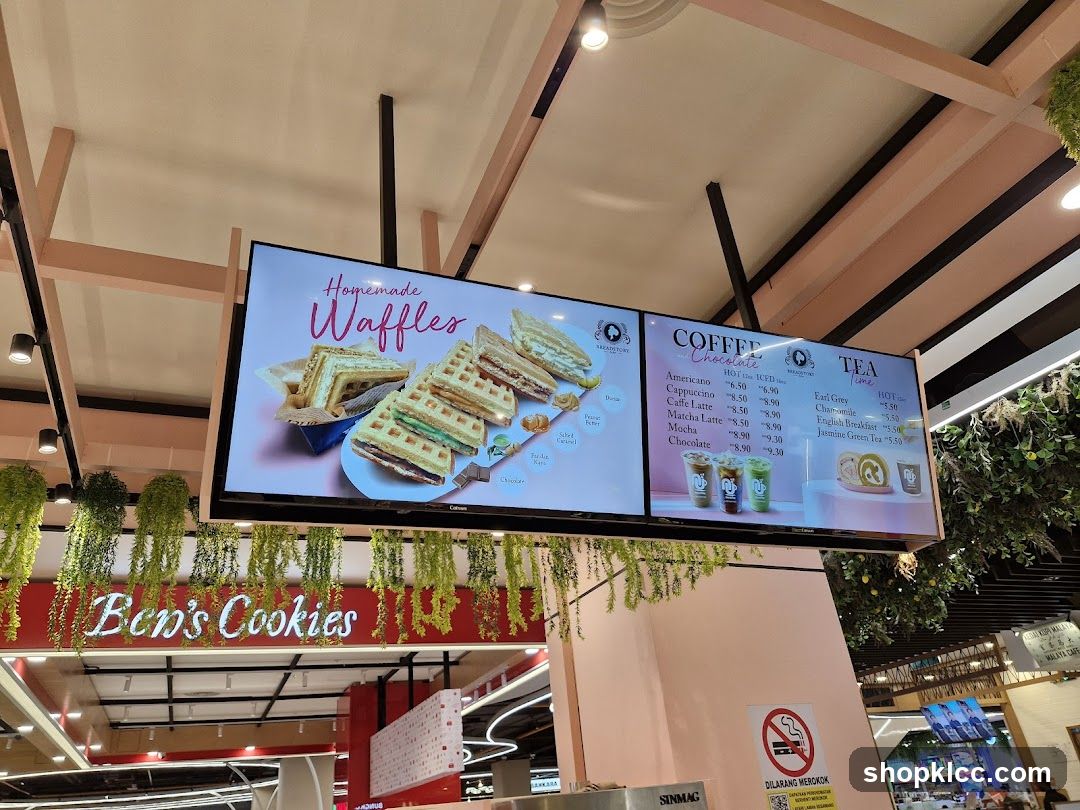 Menu Board with Waffles and Drinks