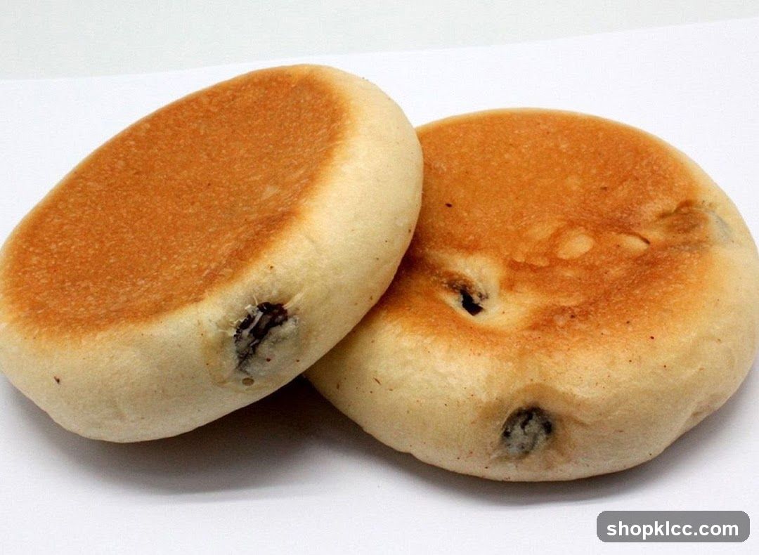 Two sweet buns with raisins
