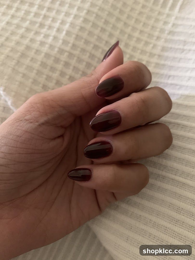 Dark Red Oval Nails