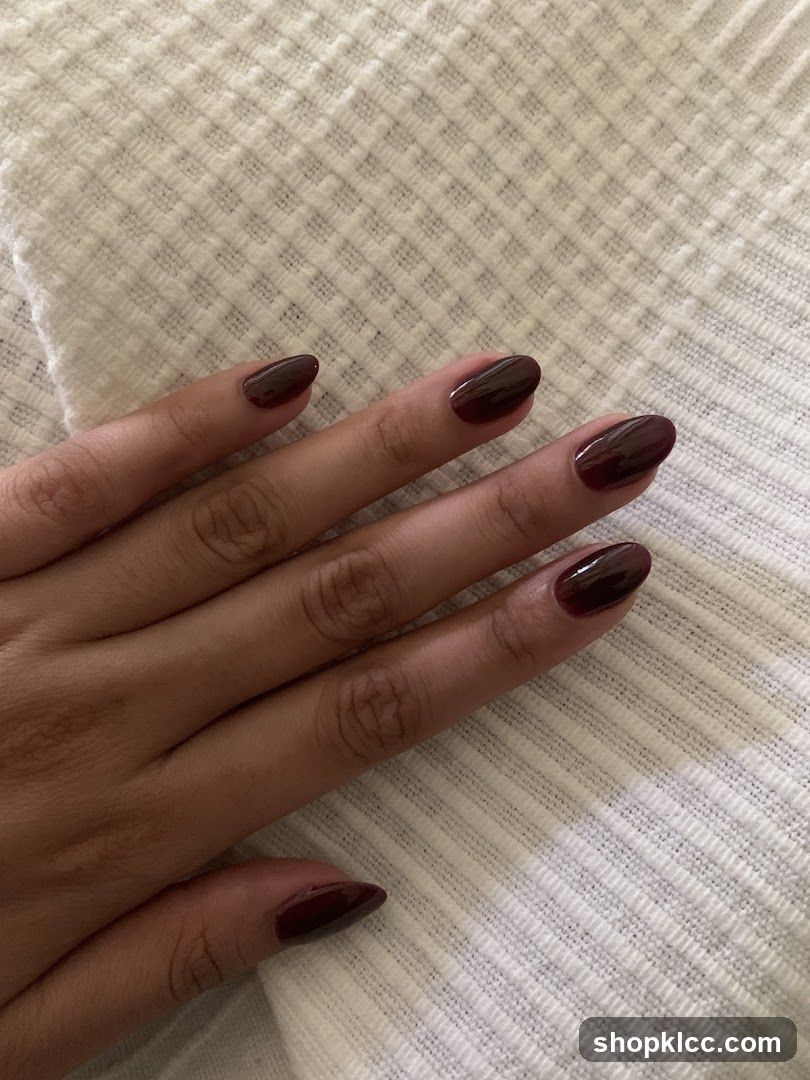 Dark Red Oval Nails