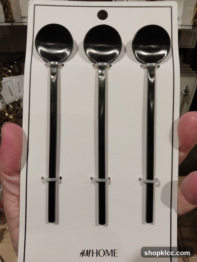 Set of three black spoons