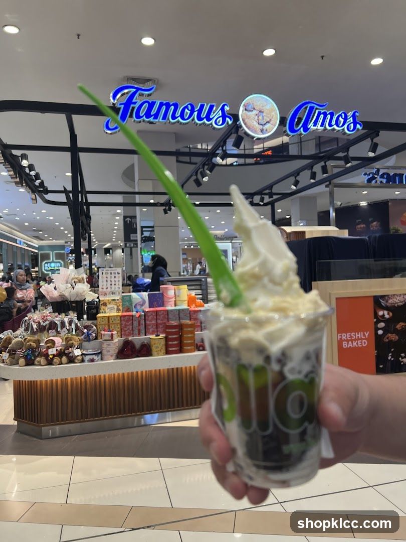 Dessert with Famous Amos Signage