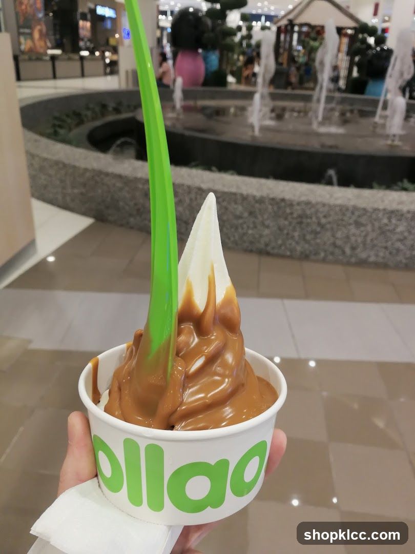 Frozen Yogurt with Caramel Sauce