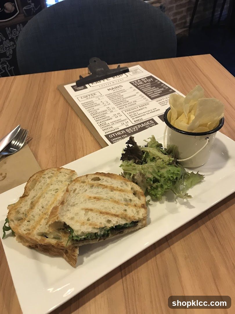 Sandwich with salad and chips
