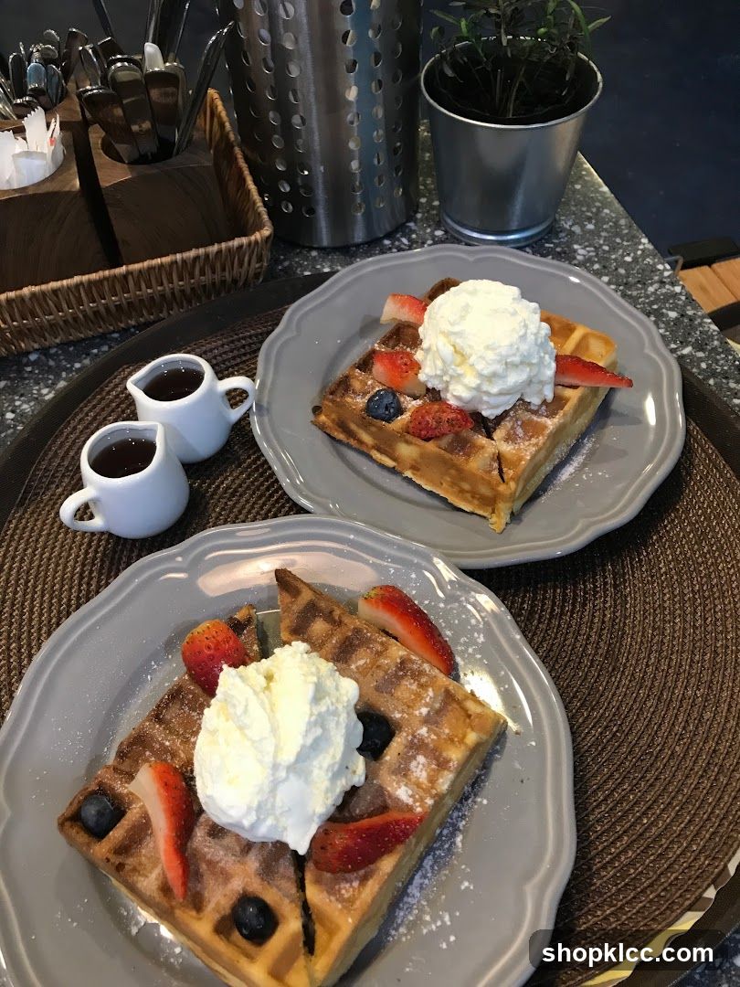 Waffles with Whipped Cream and Berries