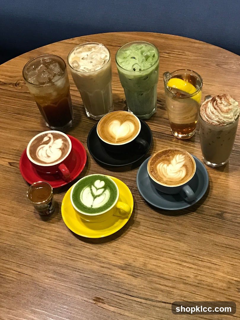 Assortment of Coffee and Matcha Drinks