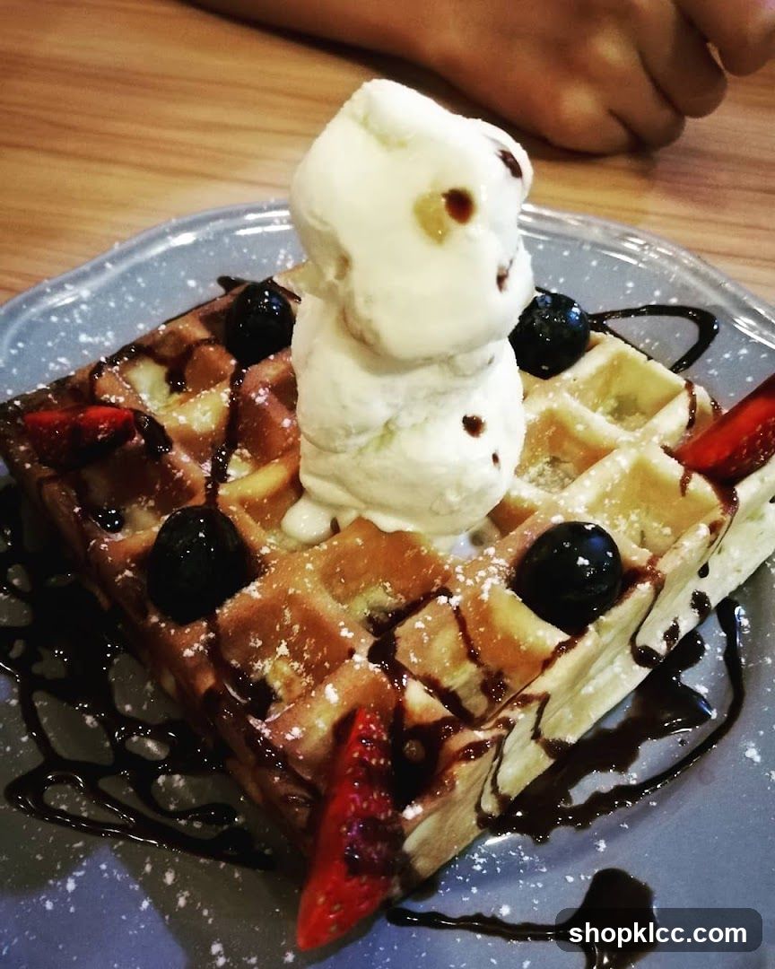 Waffle with Ice Cream and Berries