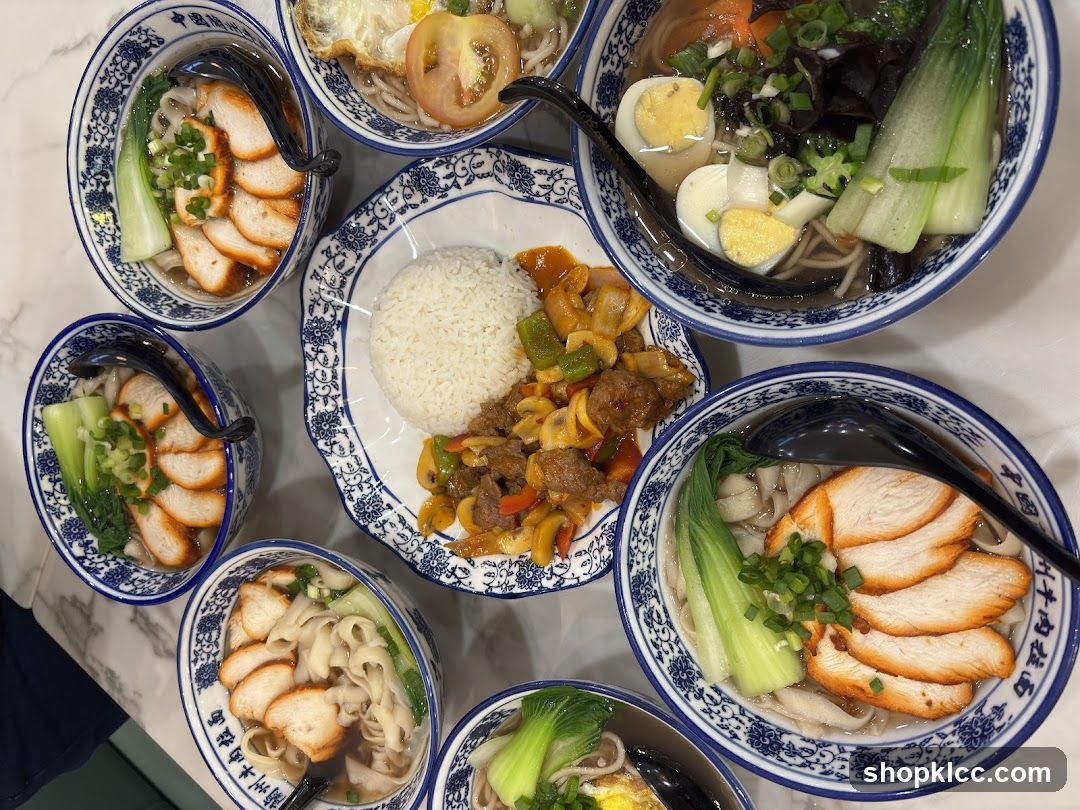 Assortment of Noodle Soups and Rice Dish