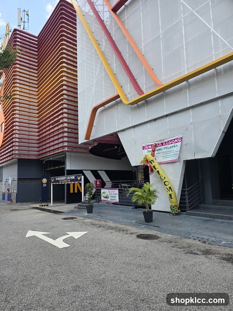 Building Entrance with Welcome Sign