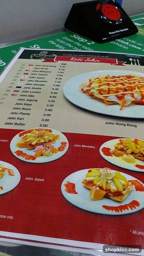 Roti John Menu