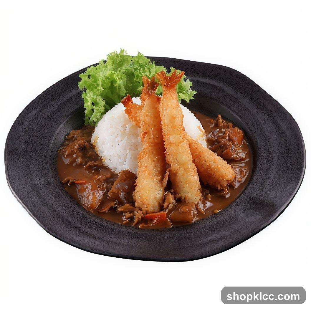 Curry with Rice and Fried Shrimp