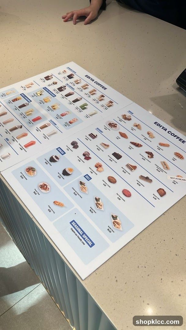 Ediya Coffee Menu