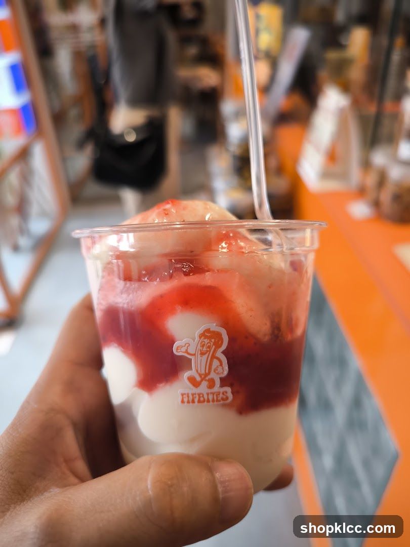 Dessert with Strawberry Sauce