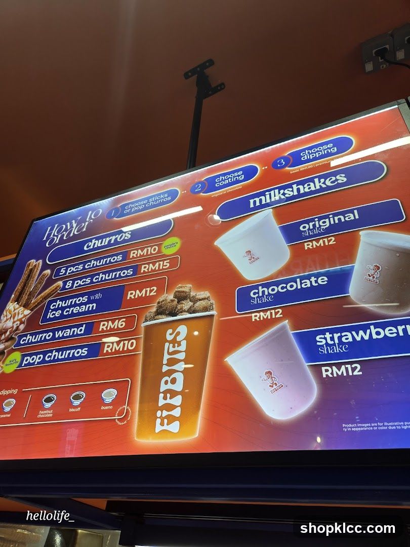 Churros and Milkshakes Menu