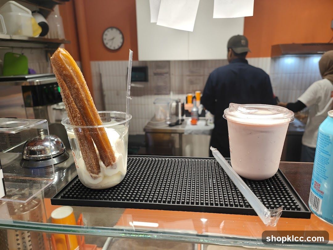 Churros with Ice Cream and a Drink