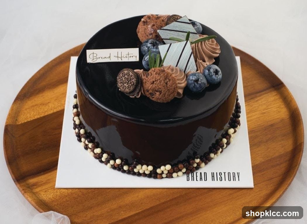 Chocolate Cake with Blueberries and Cookies