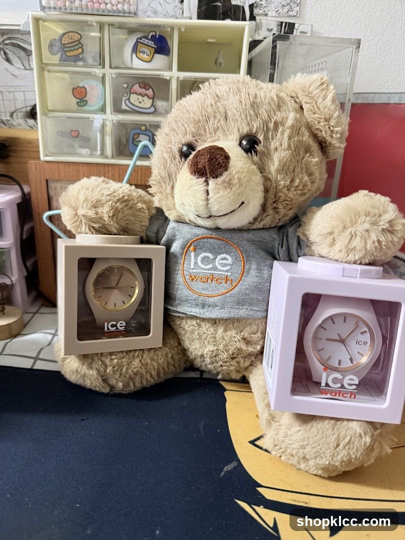 Teddy bear holding Ice Watches