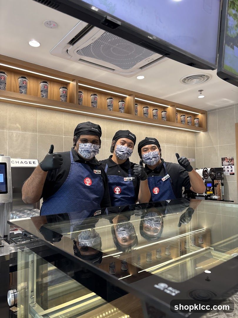 Staff at a beverage shop