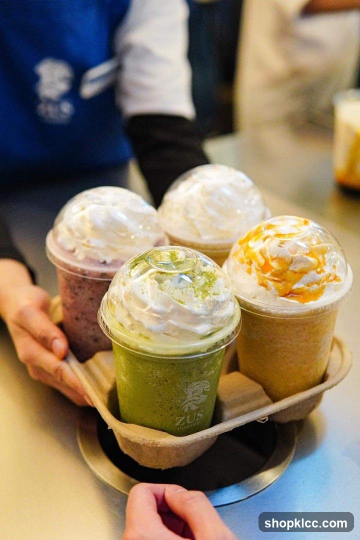 Four Frappuccinos with Whipped Cream