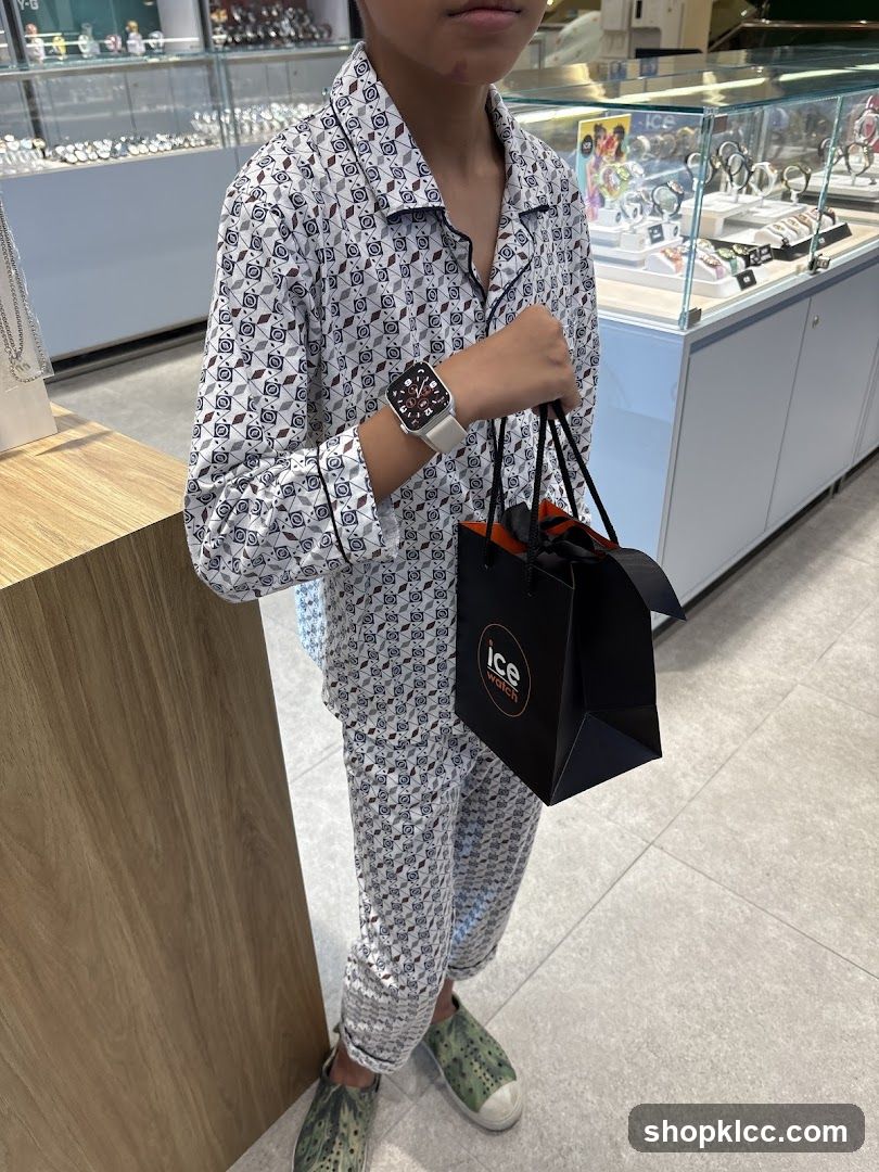 Person in Pajamas Holding an Ice Watch Bag