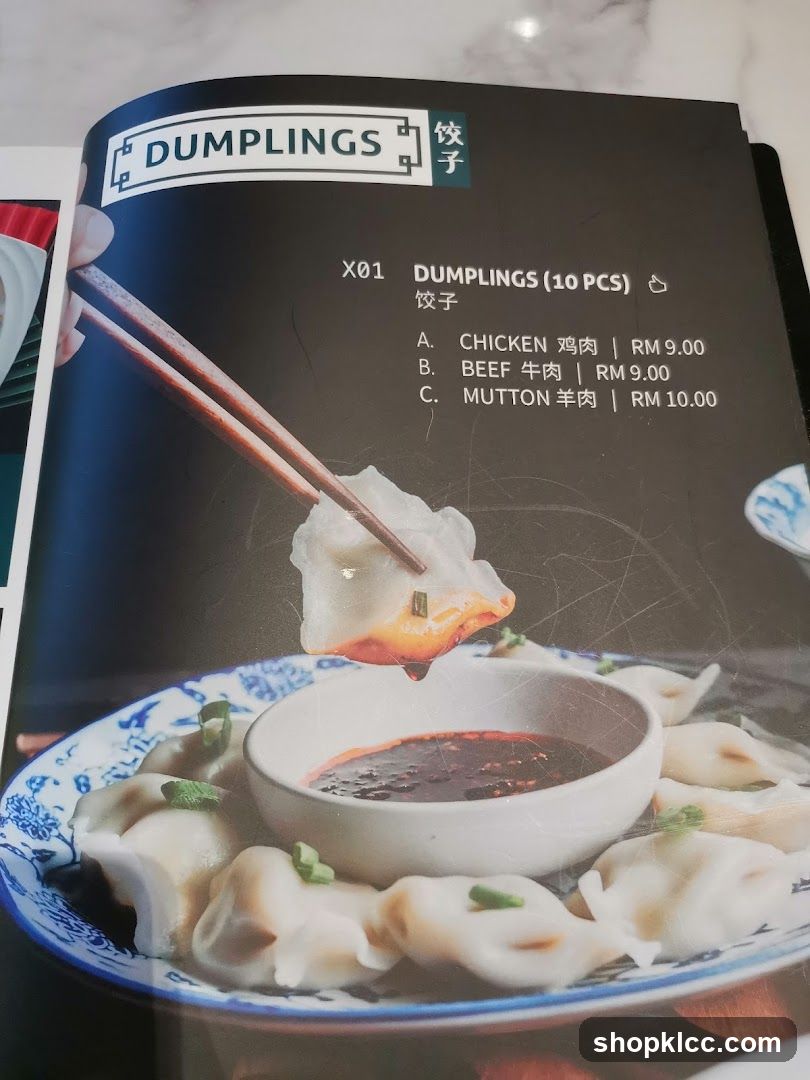 Dumplings Menu