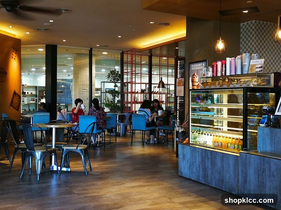 Cafe Interior with Seating and Display Case